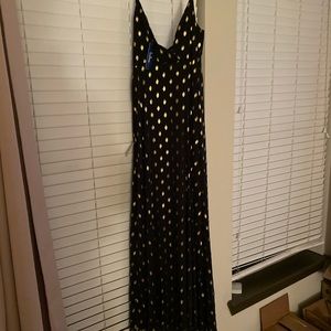 Black & gold polka dot long Lulus dress. Tags on!